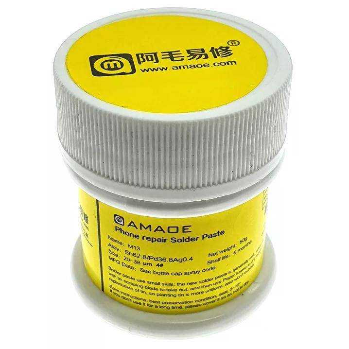 Паяльная паста BGA Amaoe M13 190℃/Sn62.8Pb36.8Ag0.4 50 г в пластиковой емкости (ART-15721)