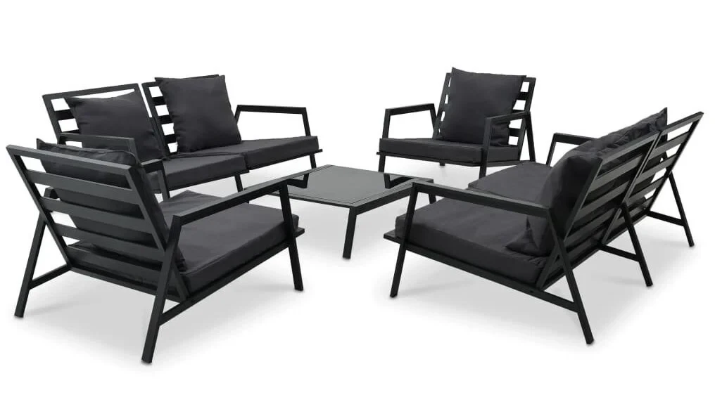 Комплект уличной мягкой мебели в стиле Loft с металлическим каркасом Черный (KS-1361)