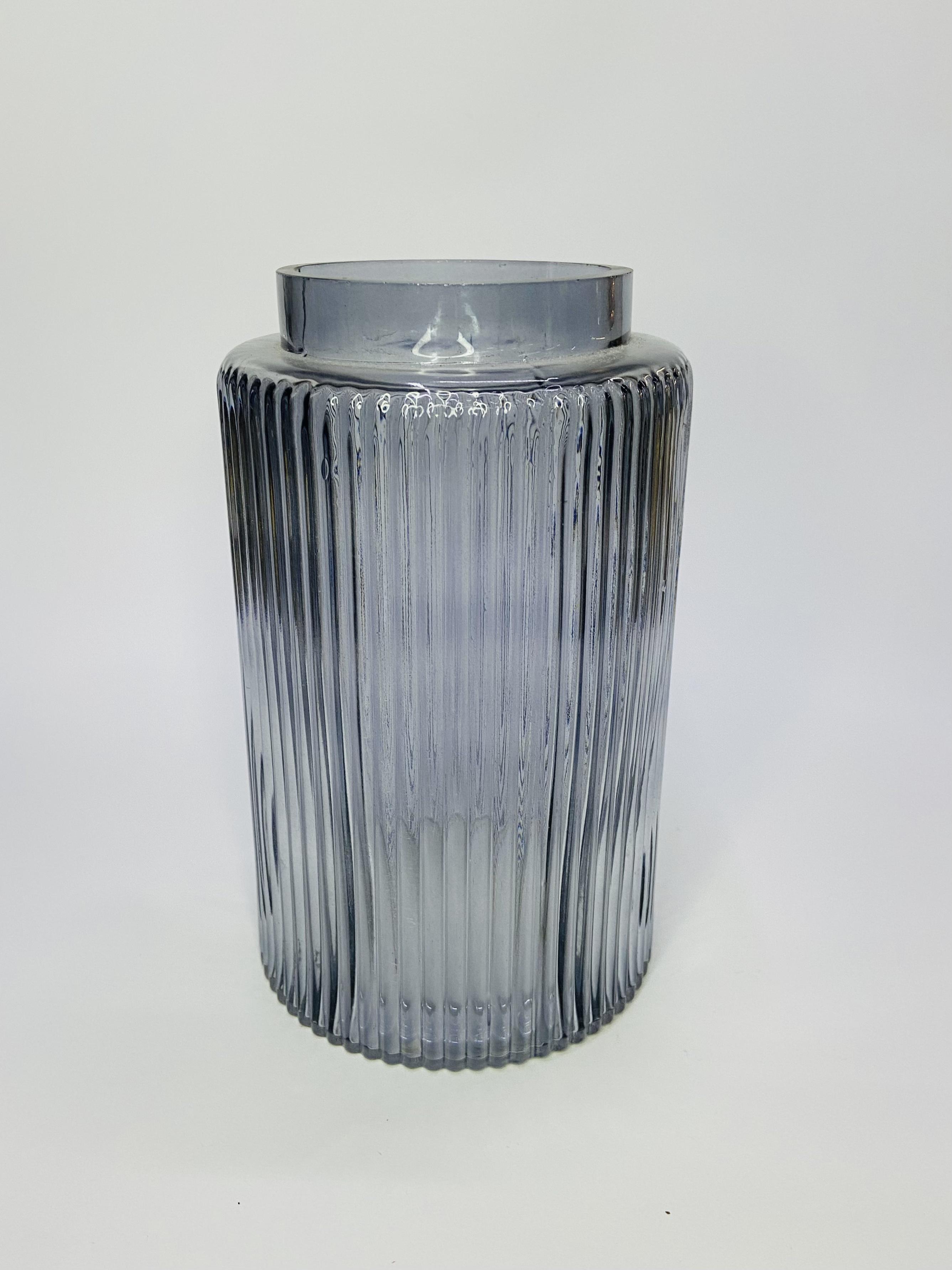 Ваза стеклянная Богема 20 см Серый/Голубой (591-294)