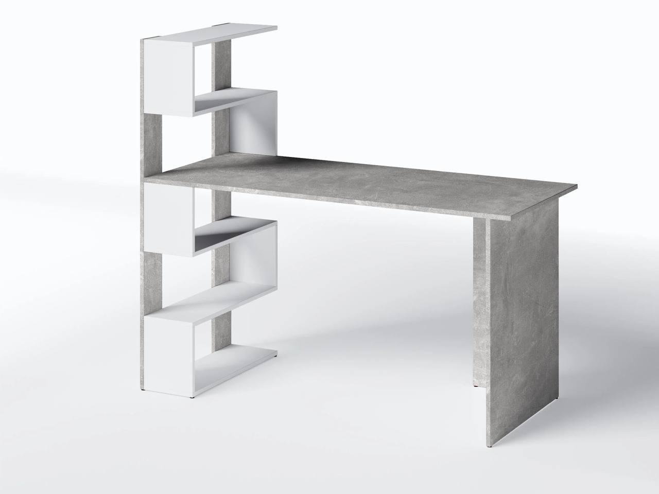 Письменный стол FST-24 1416х584х1226 мм Бетон/Белый - фото 2