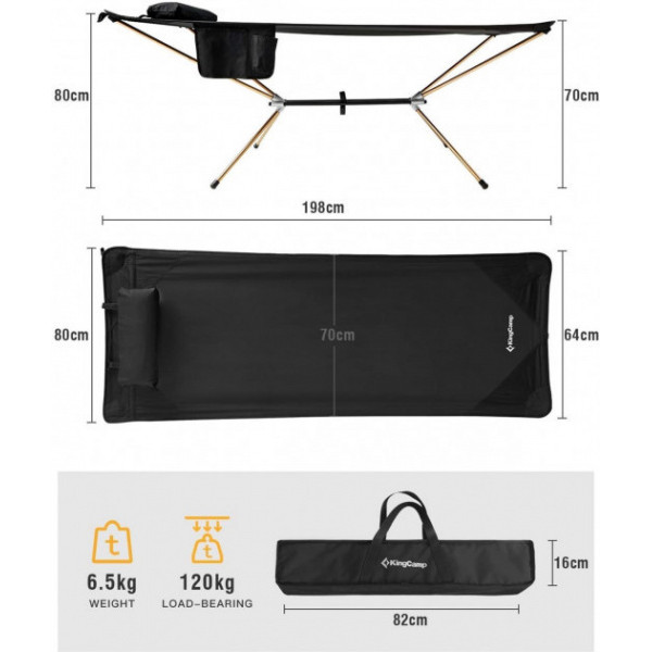 Розкладачка Kingcamp Ultralight folding cot Black (KC1910) - фото 3