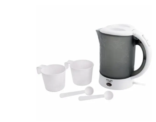 Електрочайник Adler з чашками і ложками пластиковий 0,6 л Білий/Сірий (AD 1268) - фото 3 Електрочайник Adler з чашками і ложками пластиковий 0,6 л Білий/Сірий (AD 1268) - фото 3