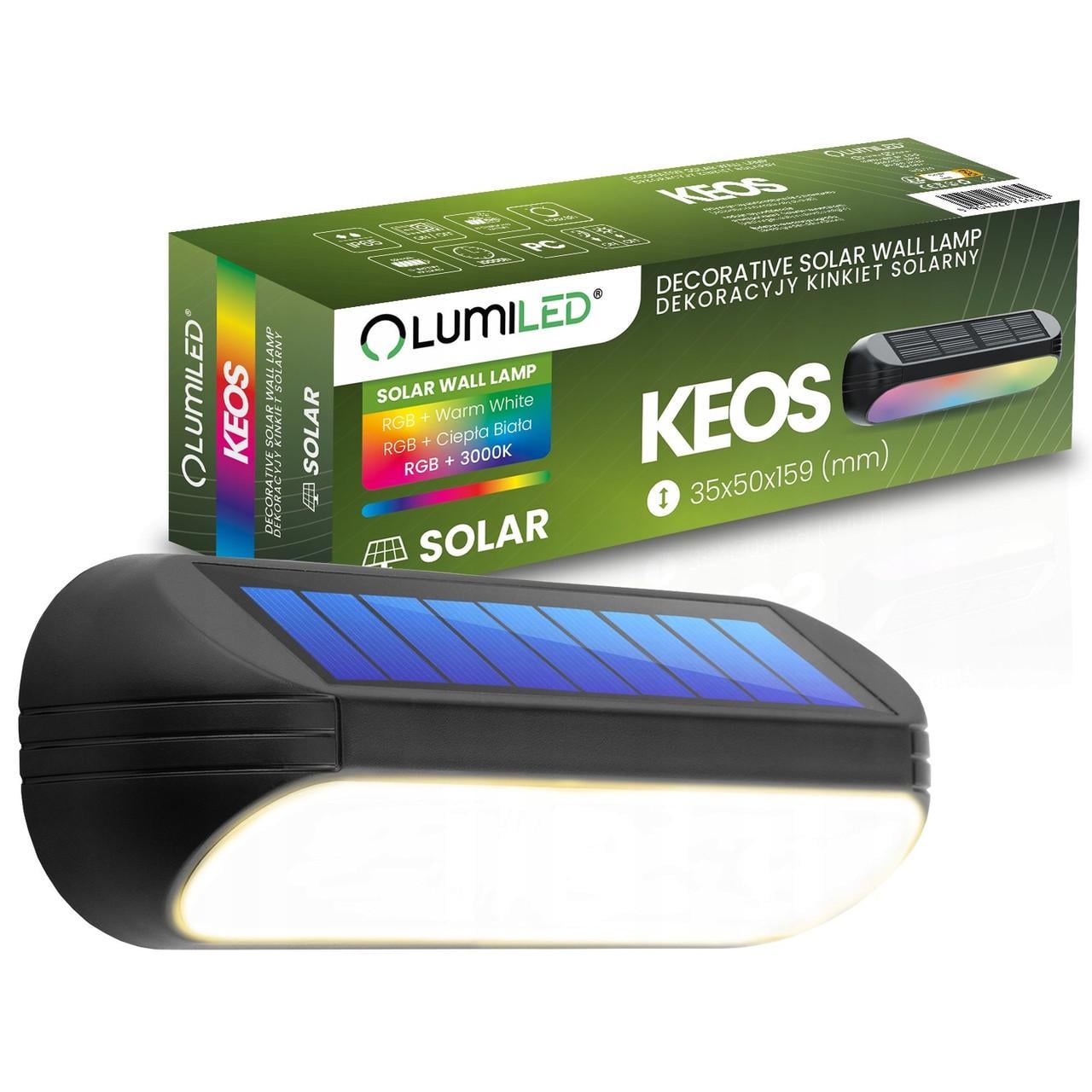 Светильник фасадный солнечный RGBW Lumiled Keos 2 режима IP65 (33977507)