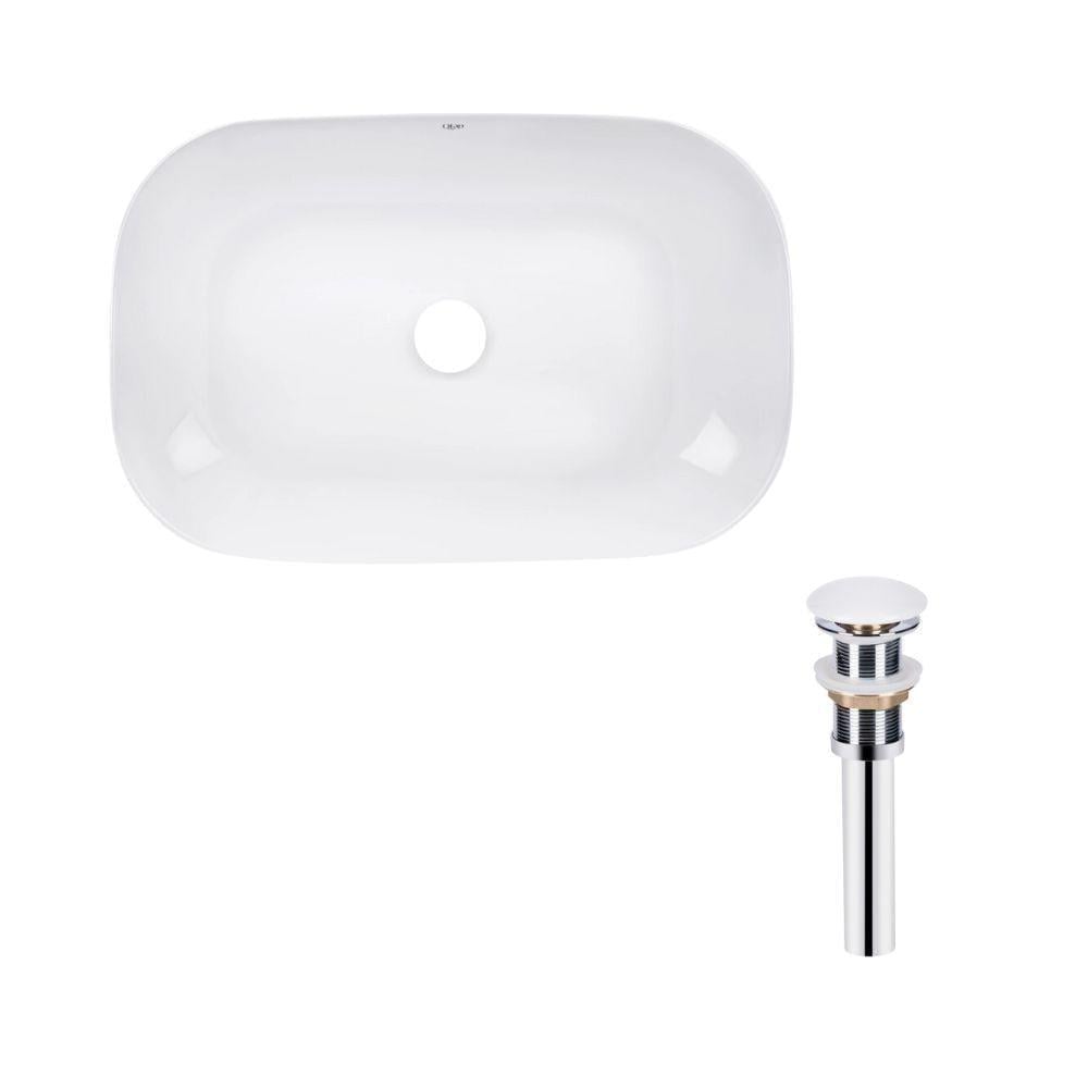 Комплект Qtap Robin Раковина накладная прямоугольная 610x400x145 мм White/Донной клапан PU02 (SD00053421)