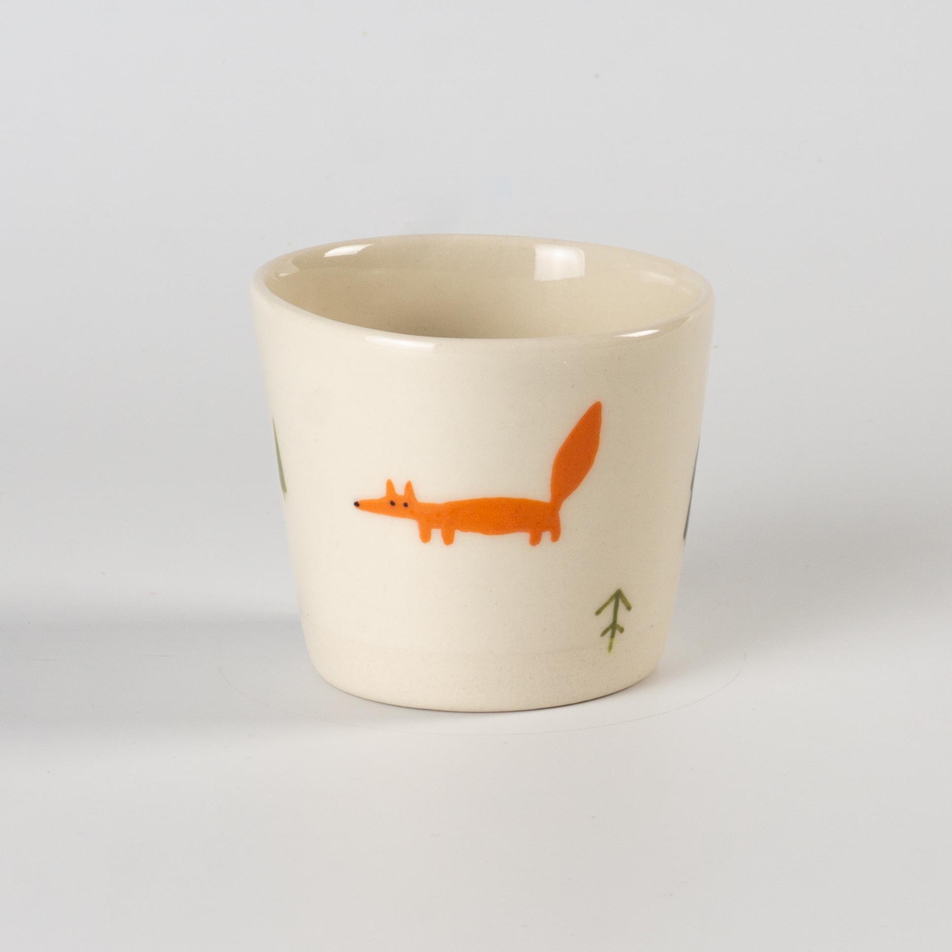 Стаканчик керамический с лисичками ручная работа полуфарфор 200 мл (PRS-GL-IMG-ONE-I-FOX)