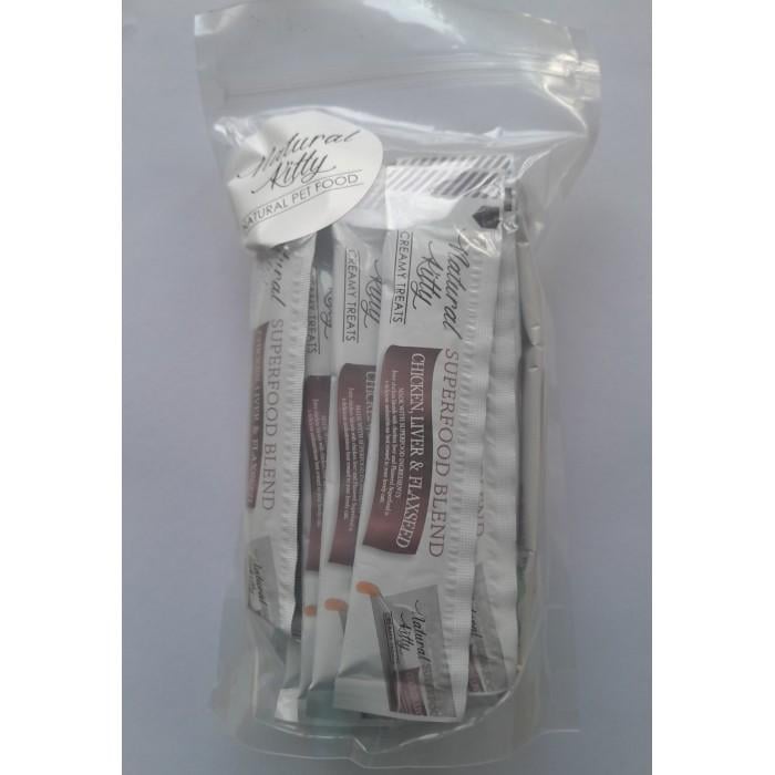 Ласощі для котів Natural Kitty Creamy Treats Superfood Blend курка печінка та насіння льону в желе 24 стіки по 12 г
