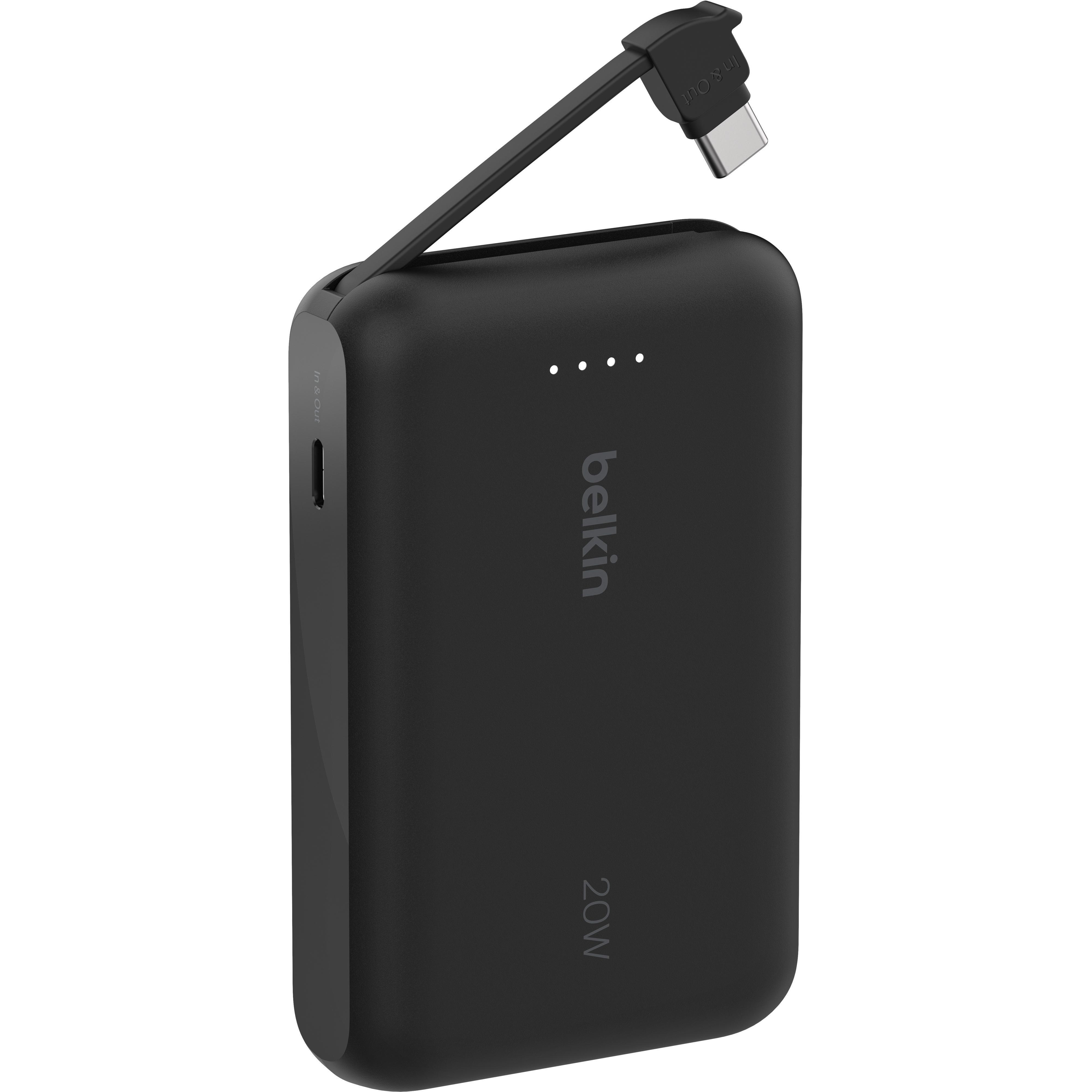 Повербанк Belkin 10000 мАч 20 Вт встроенный кабель Черный (BPB021HQBK)