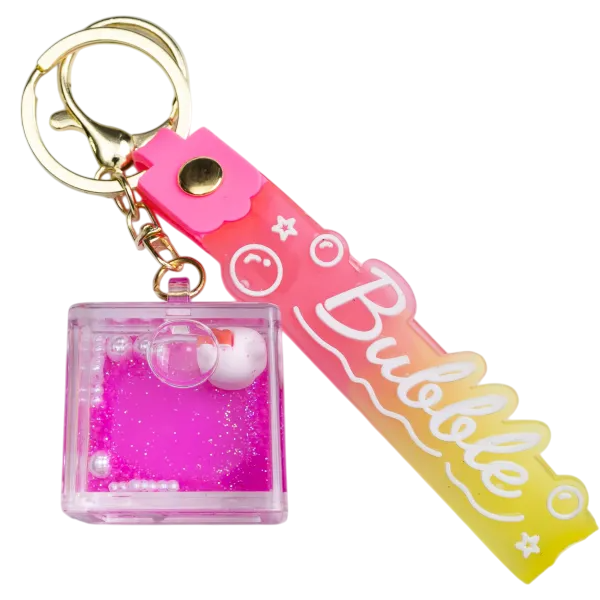 Брелок для ключів Hello Kitty Cube з блискітками 4х4,5 см Прозорий