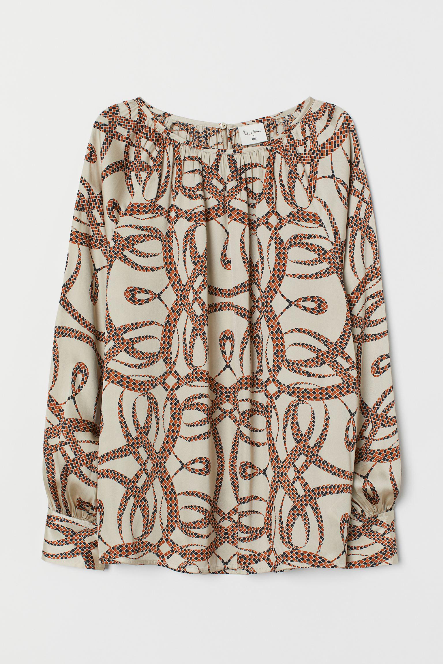 Блуза H&M Узор р. 34 Бежевый (1511776507)