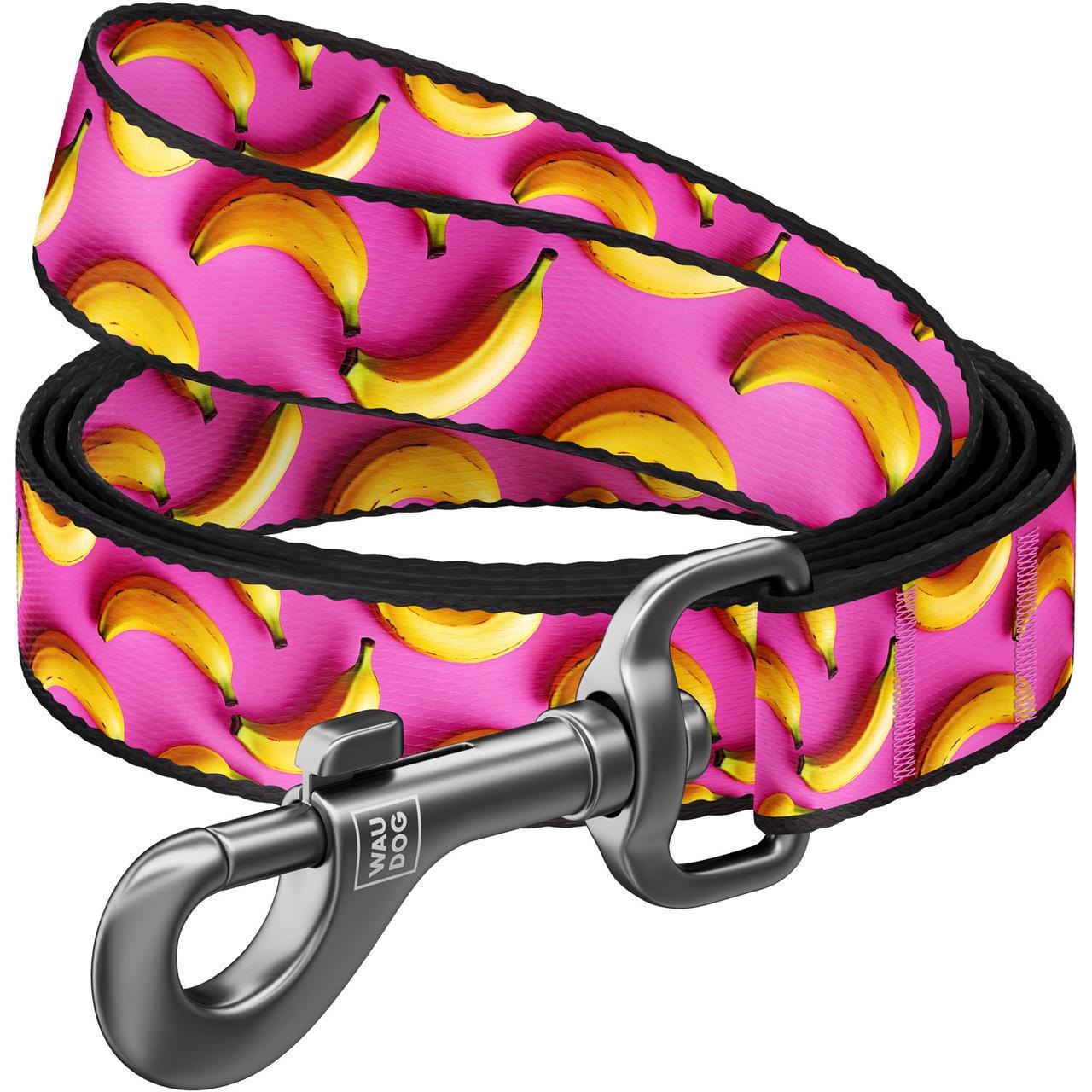 Поводок для собак нейлоновый Waudog Nylon Бананы на розовом S 300 см 15 мм (760-4055)