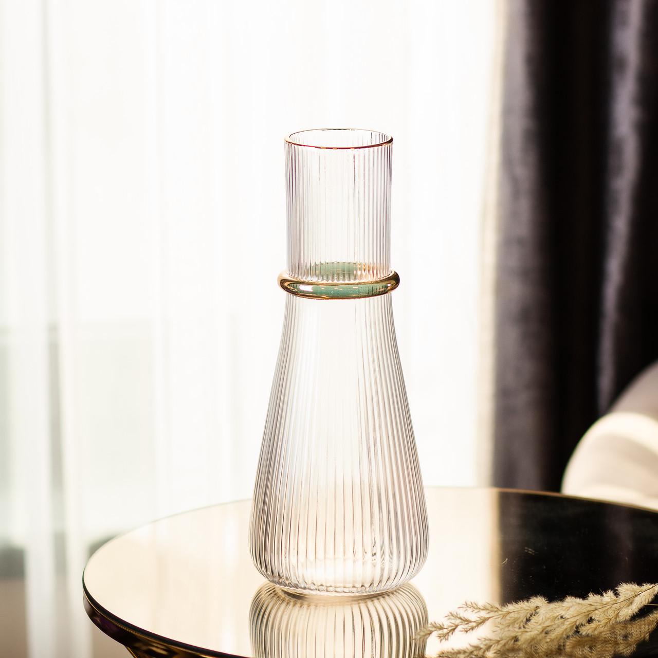 Графин для воды стеклянный с золотым ободком 1 л (4968) - фото 7