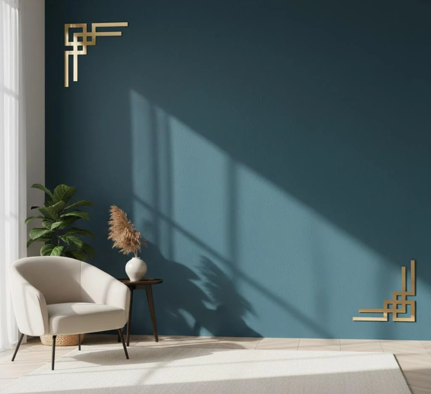 Узор угловой зеркальный DFA для декора стен и мебели набор 2 шт. Золотой (YA00093-G)