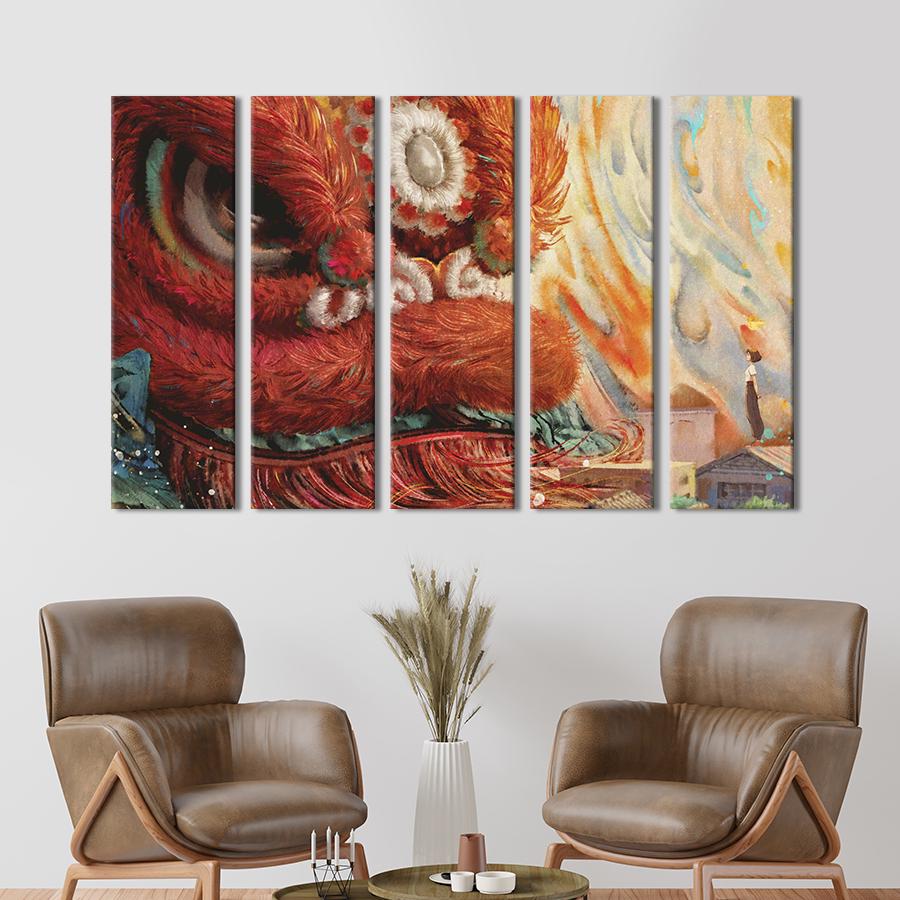 Картина на холсте Сказочный красный дракон 155x95 см (1529-51)