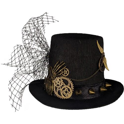 Капелюх циліндр Seta Decor Стімпанк жіночий Чорний (17-770BLK)