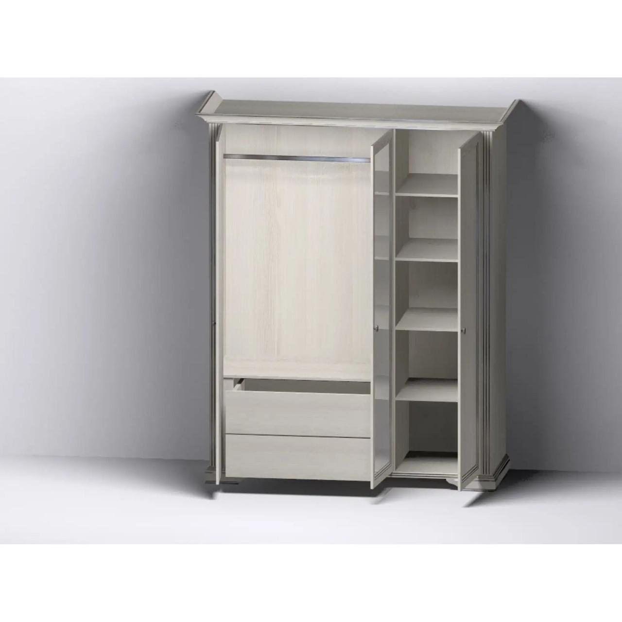 Шкаф с зеркалом Гербор Уайт 3D(2S) Ясень снежный/Сосная серебряная (GRB-1413) - фото 2