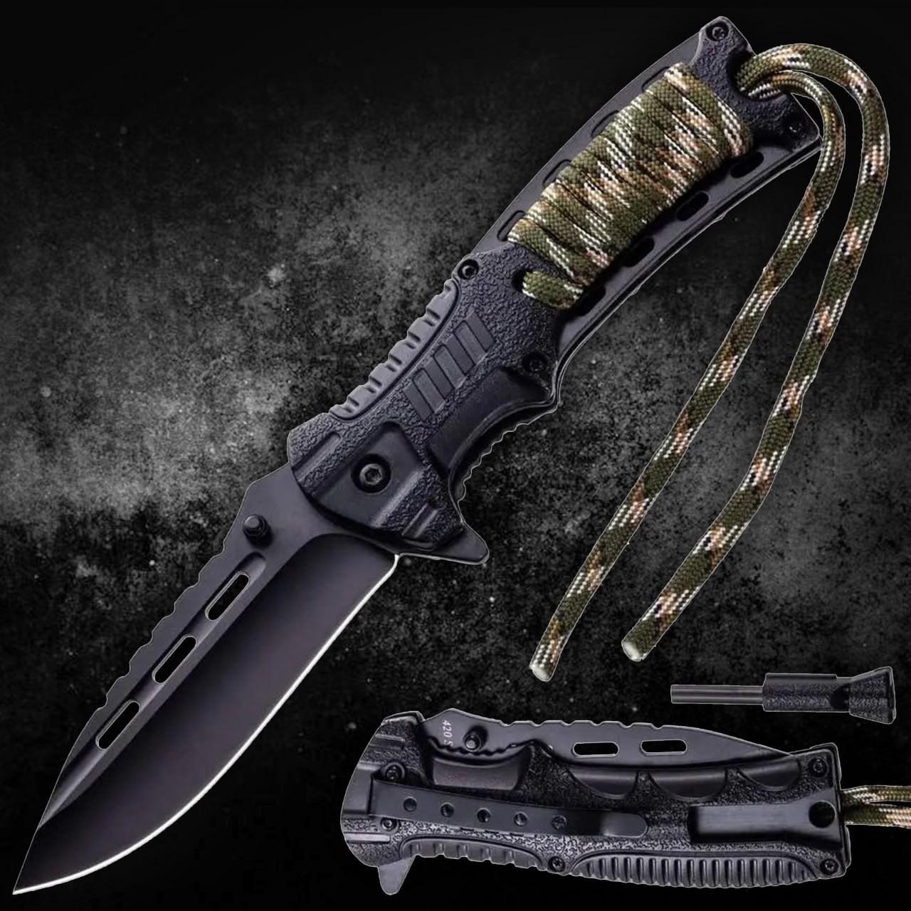 Ніж складаний напівавтоматичний з кресалом та паракордом (LK76) - фото 3 Ніж складаний напівавтоматичний з кресалом та паракордом (LK76) - фото 3