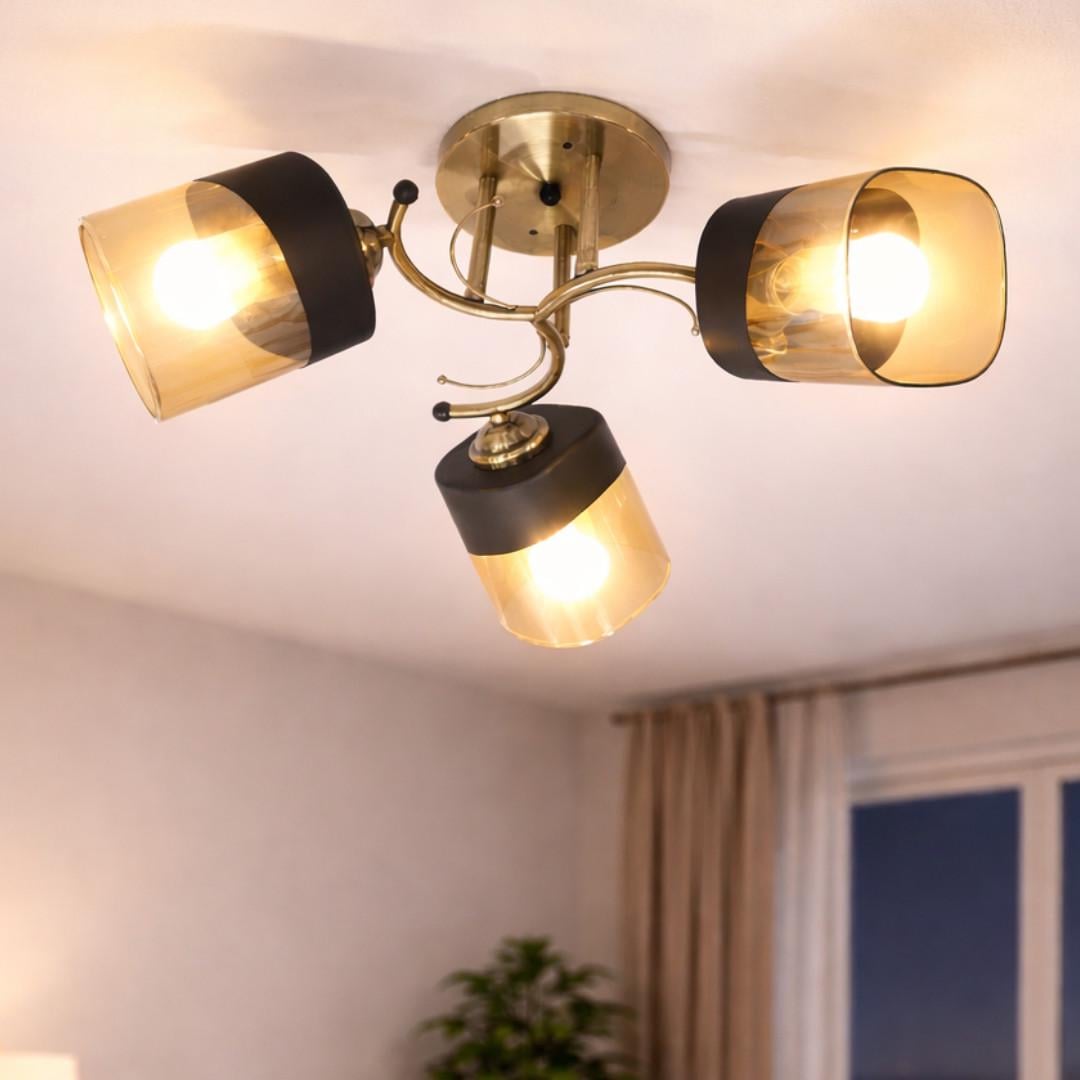 Люстра Valeso с тремя двухцветными плафонами под лампу Е27 Бронзовый (Ю 9506C/3 AB)