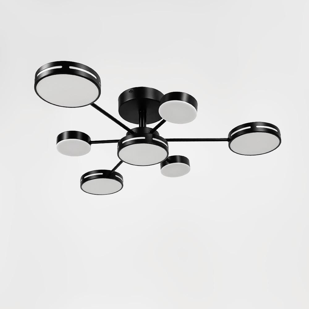 Люстра светодиодная 55 Вт на 7 плафонов Ø 70 см Черный (77033/4+3 BK)