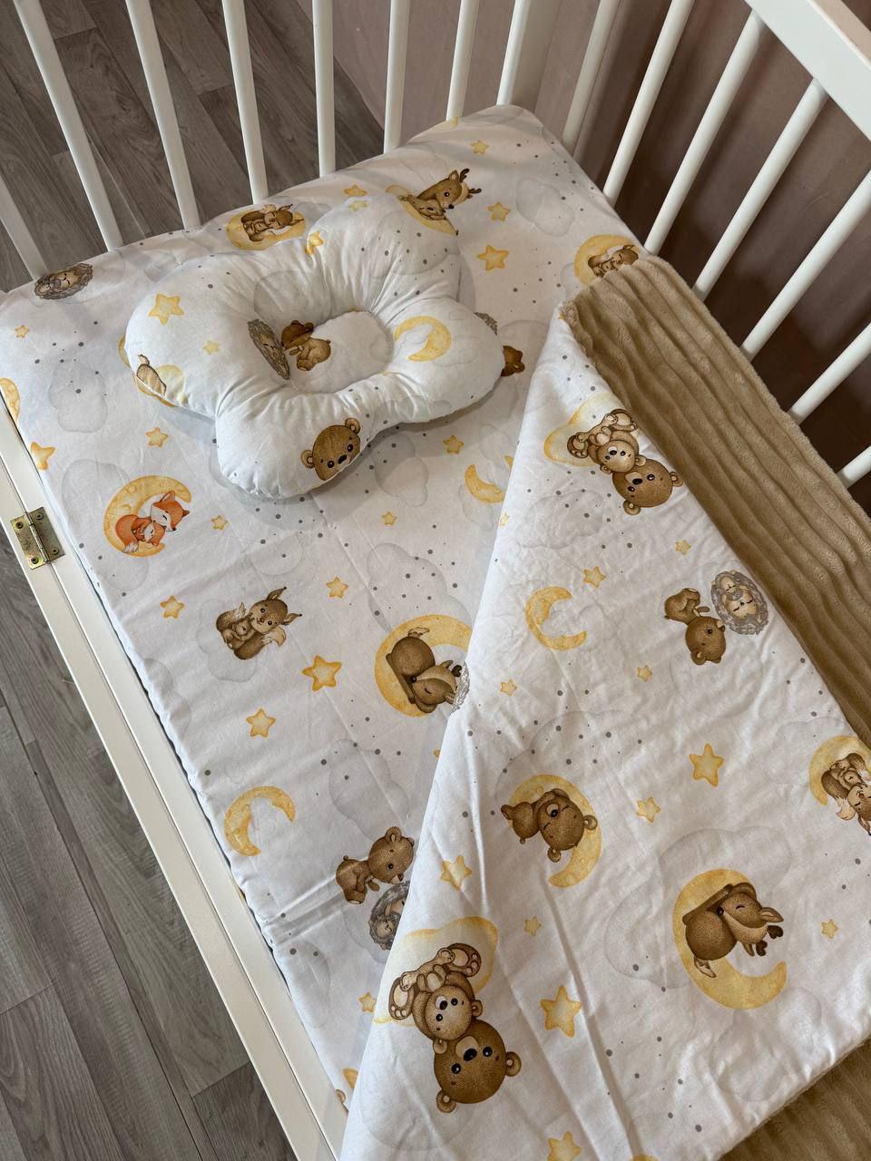 Комплект постельного белья Манюня Мишки из бязи для кроватки 78x98 см Капучино (П4К-am-manin-005)