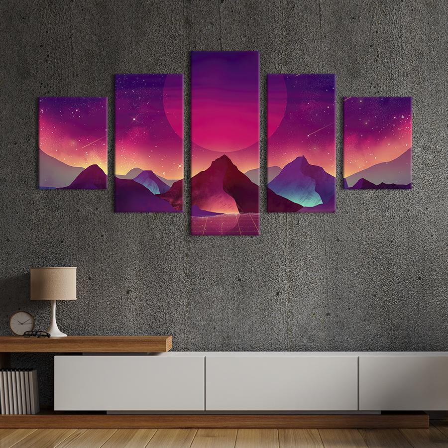 Модульная картина из 5 частей Цифровой ландшафт с горами 162x80 см (753-52)