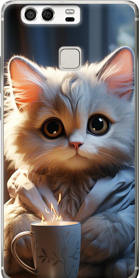 Чохол на Huawei P9 Білий кіт (5646u-347-42517)