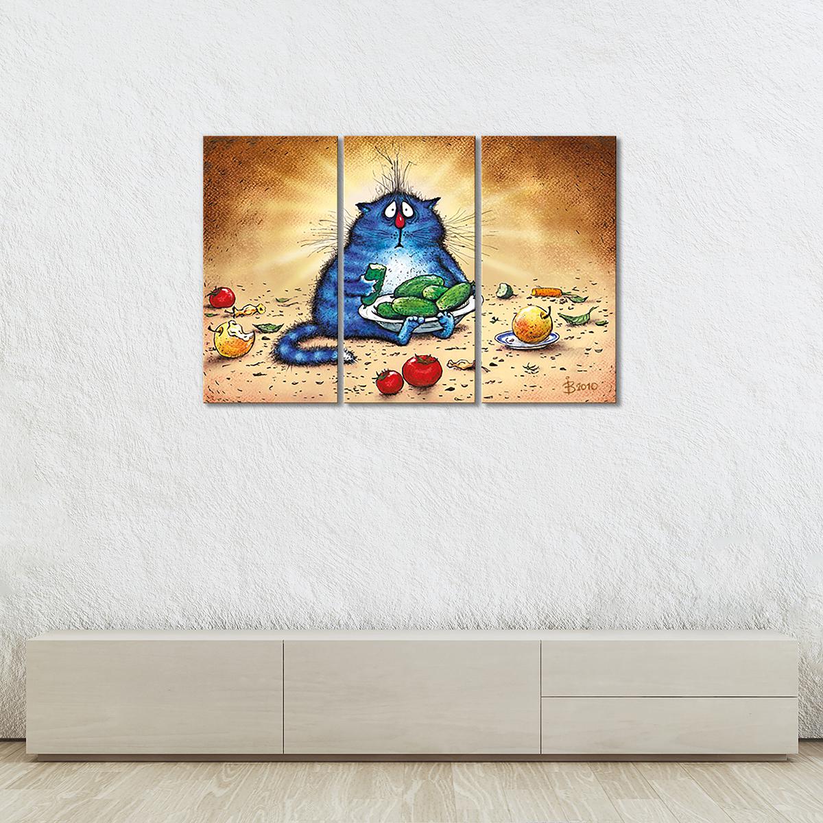 Модульная картина Овощное обжорство 3 модуля 70x105 см