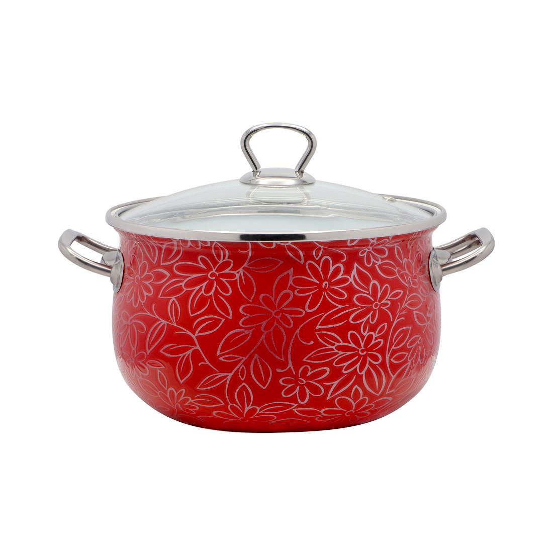 Кастрюля эмалированная Ажур 4 л Красный (2598B) - фото 1 Кастрюля эмалированная Ажур 4 л Красный (2598B) - фото 1