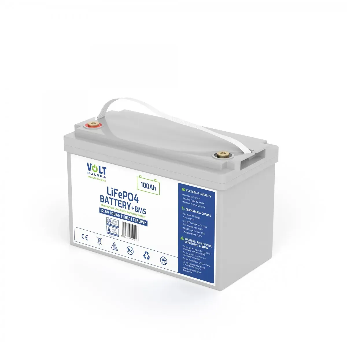 Акумулятор для ДБЖ/інвертора Volt Polska LiFePO4 12,8V 100Ah +BMS (6AKLI10012)