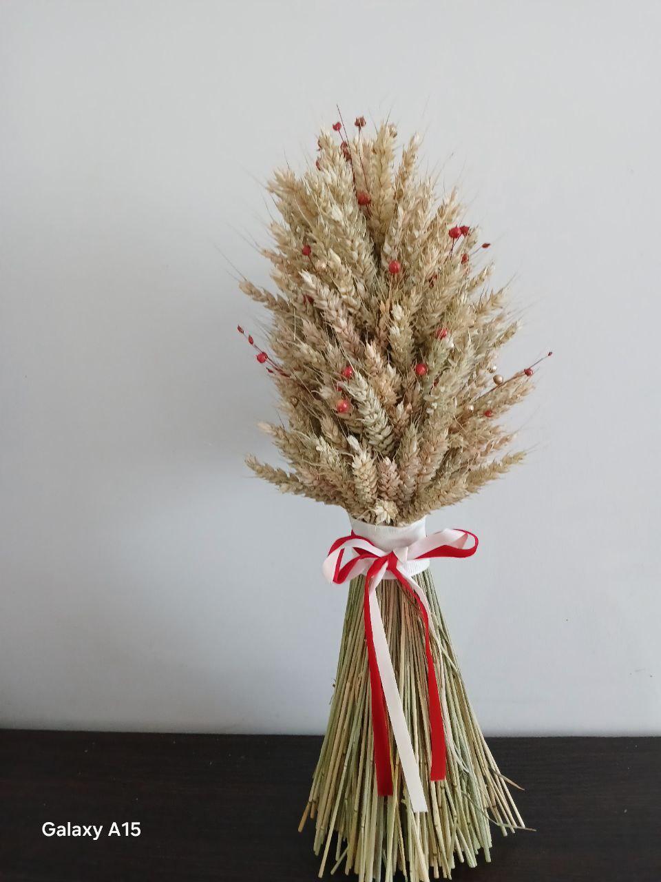 Дідух різдвяний з колосcя пшениці/льону та вівса 50-55 см з білою стрічкою (2822760190) - фото 9 Дідух різдвяний з колосcя пшениці/льону та вівса 50-55 см з білою стрічкою (2822760190) - фото 9