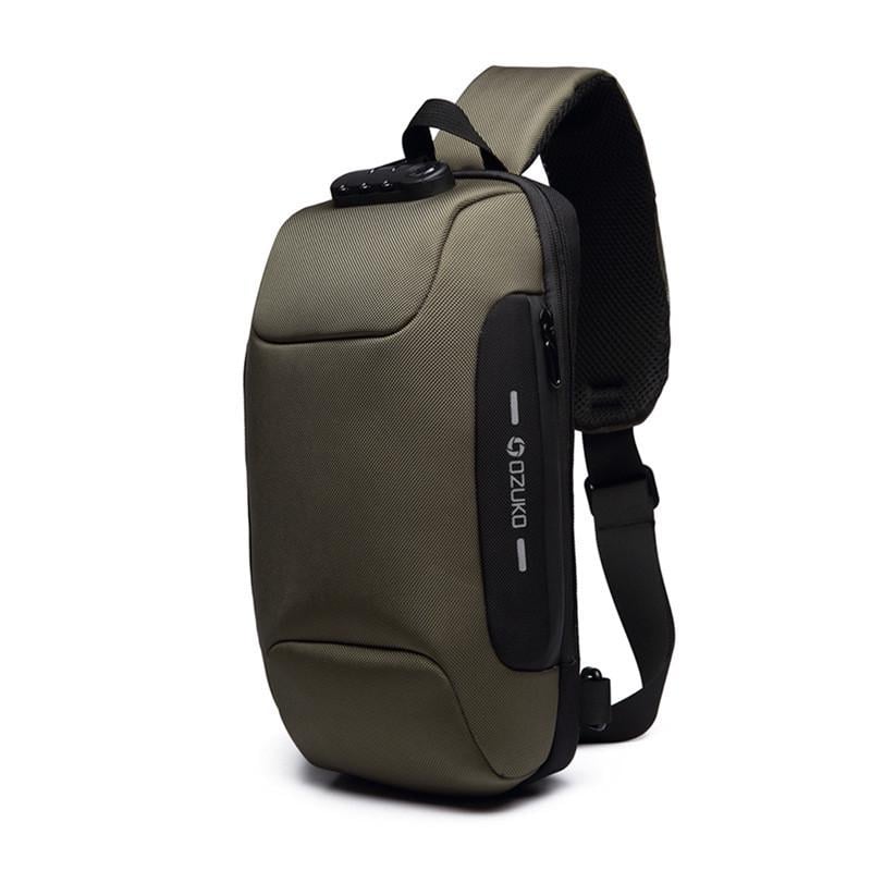 Городской рюкзак Ozuko Backpack с кодовым замком и USB 17х8х34 см Хаки Городской рюкзак Ozuko Backpack с кодовым замком и USB 17х8х34 см Хаки