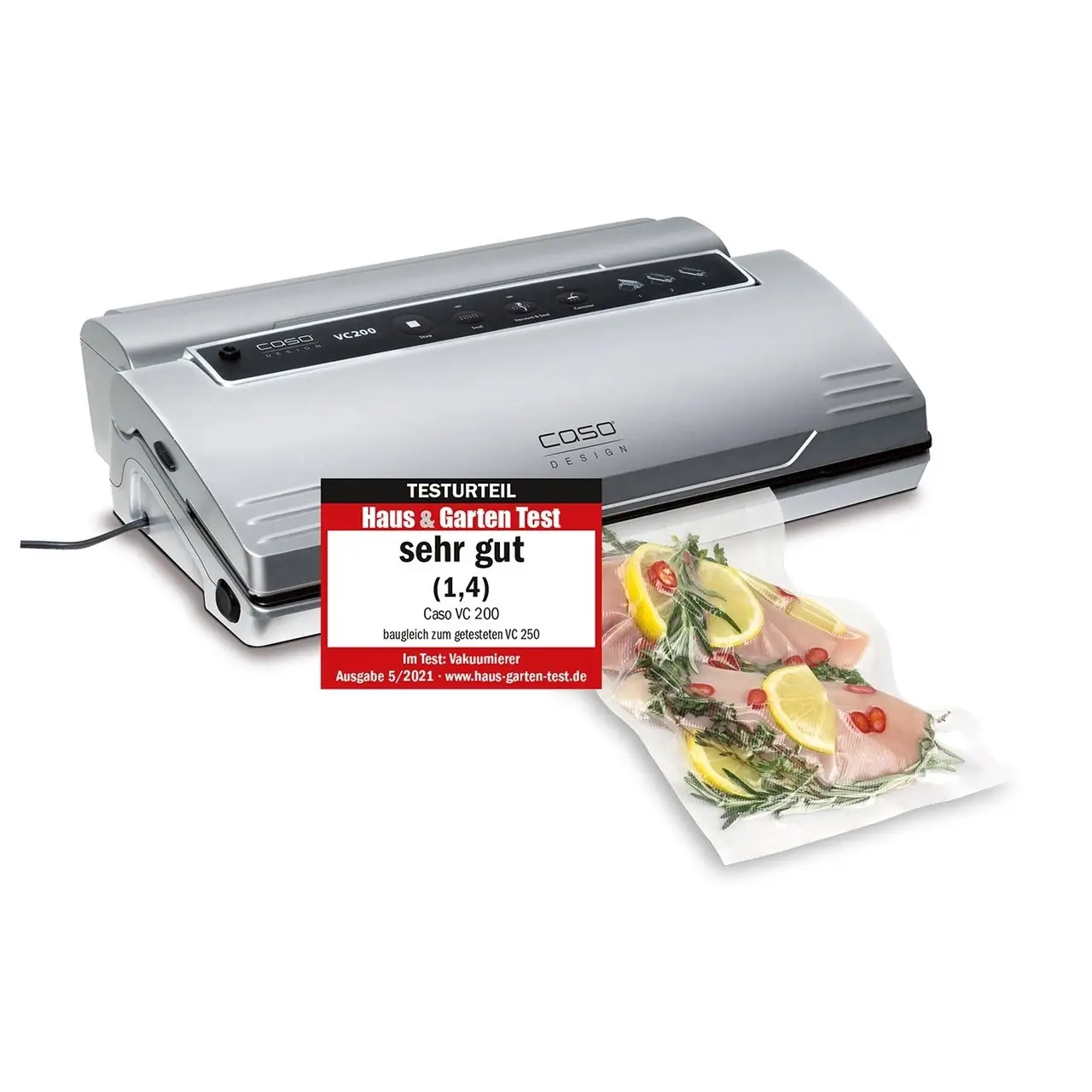 Вакуумний пакувальник CASO Design VC 200 1390 120 Вт 12 л/хв (1390) - фото 8 Вакуумний пакувальник CASO Design VC 200 1390 120 Вт 12 л/хв (1390) - фото 8