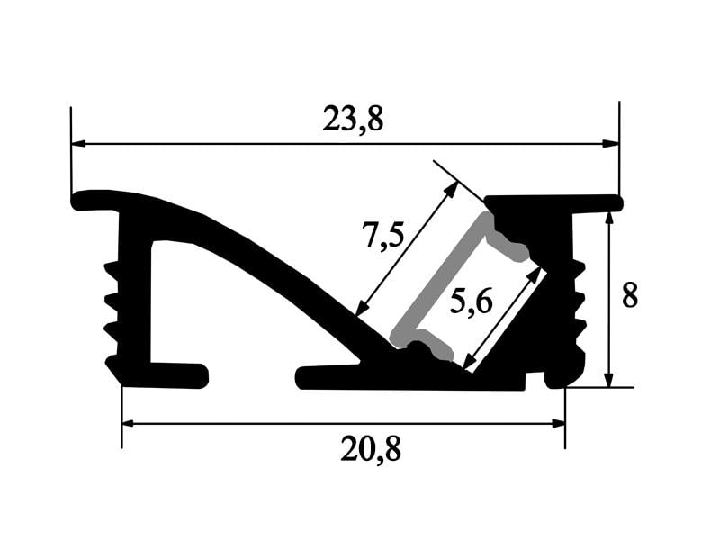 Профіль алюмінієвий для світлодіодної стрічки LEDUA АЛ-34 анодований врізний 2 м (4279) - фото 4