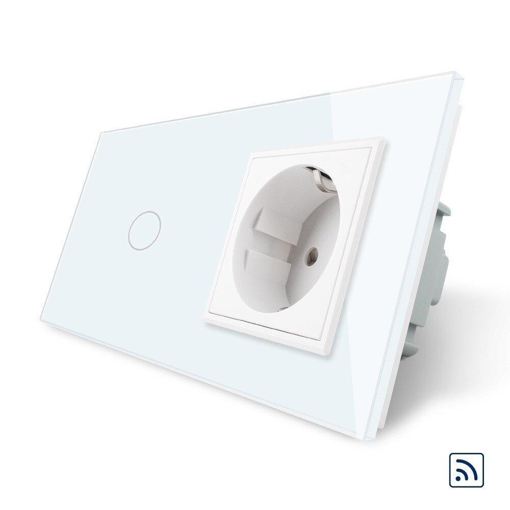 Сенсорный радиоуправляемый выключатель Livolo 1 сенсор 1 розетка стеклянный Белый (VL-C701R/C7C1EU-11) - фото 3 Сенсорный радиоуправляемый выключатель Livolo 1 сенсор 1 розетка стеклянный Белый (VL-C701R/C7C1EU-11) - фото 3