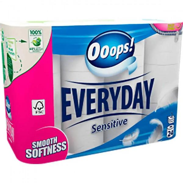 Туалетний папір Ooops! Everyday Sensitive 3 шари 120 відривів 24 шт.