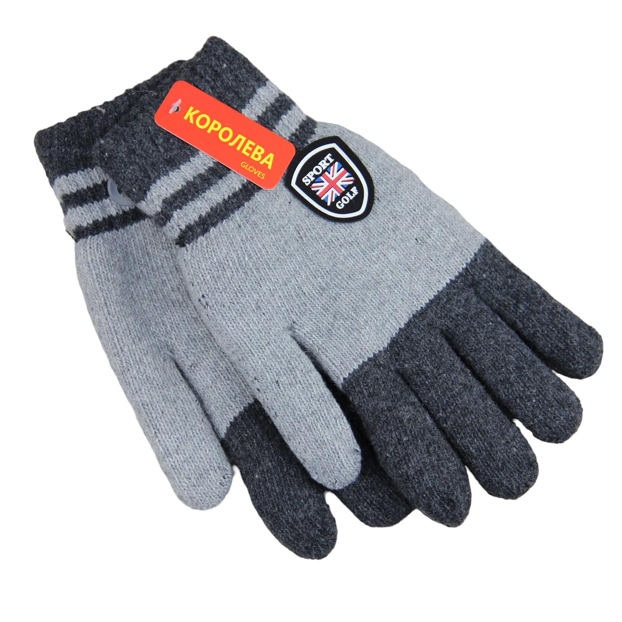 Перчатки мужские шерстяные с мехом двойные М-L Темно-серый (34122) Перчатки мужские шерстяные с мехом двойные М-L Темно-серый (34122)