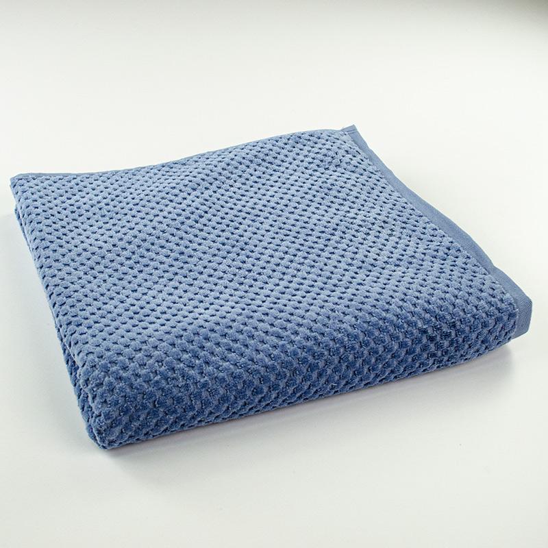 Полотенце банное махровое однотонное Damask жаккардовое с велюром 550 г/м2 70х140 см Синий