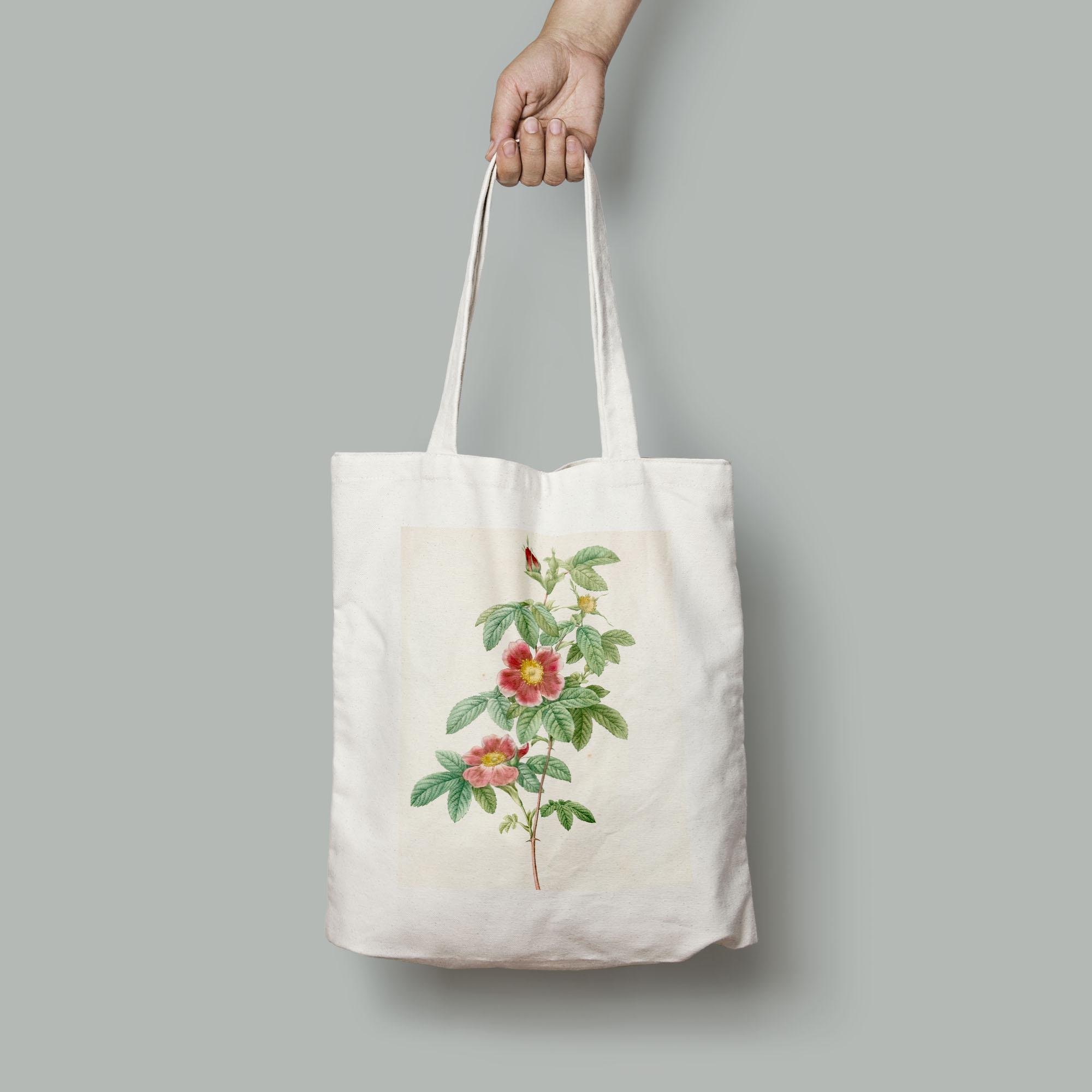 Эко-сумка Винтажный цветочный принт шиповник собачий шопер (Flowers1920001_Bag)
