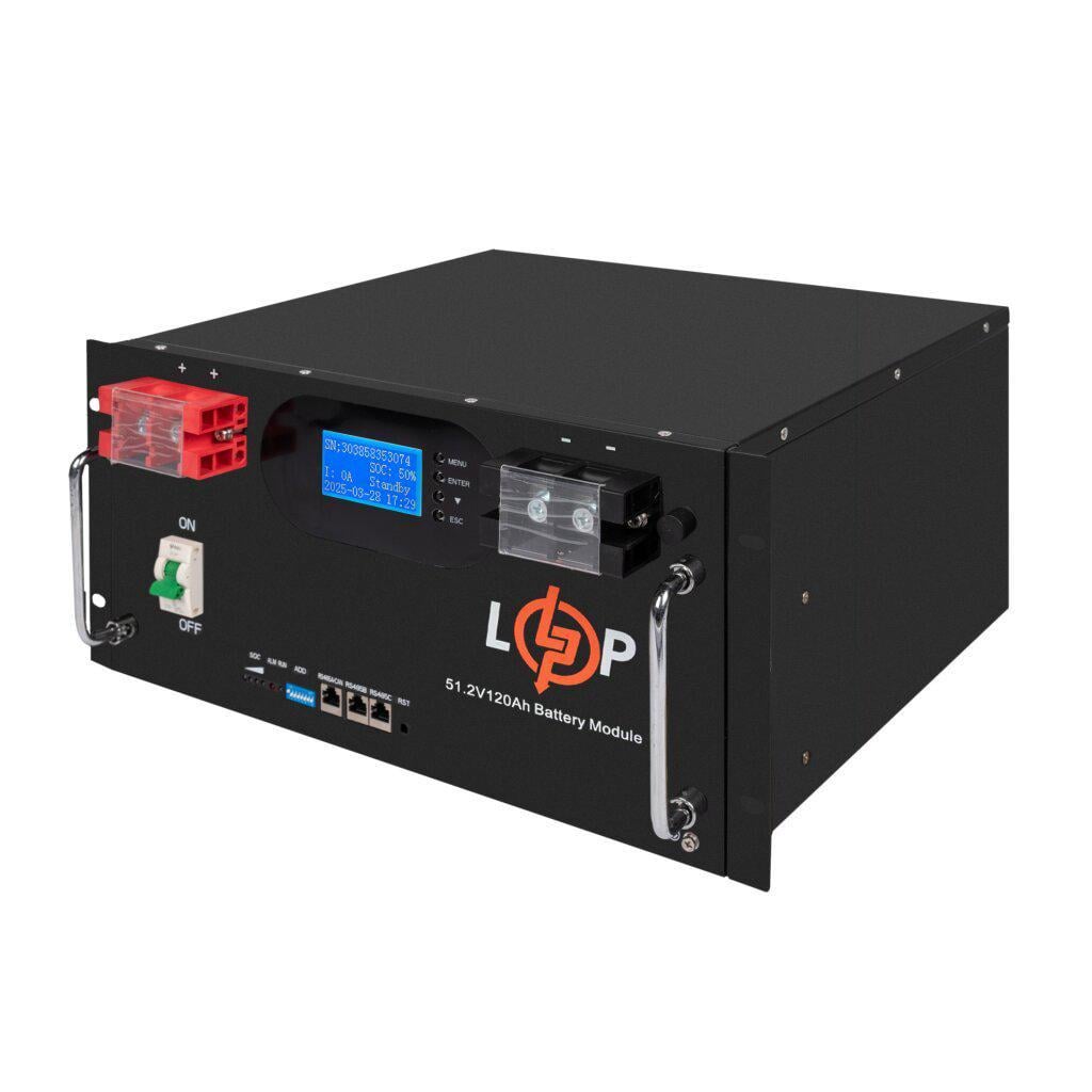 Аккумулятор LogicPower LiFePO4 Smart BMS 100A с LCD RM AB RS485/CAN 51,2V 120 Ah 6000 Wh (29880035)