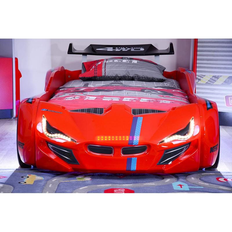 Кровать-машина Super Car R8 с подсветкой и звуковыми эффектами/пульт ДУ Красный