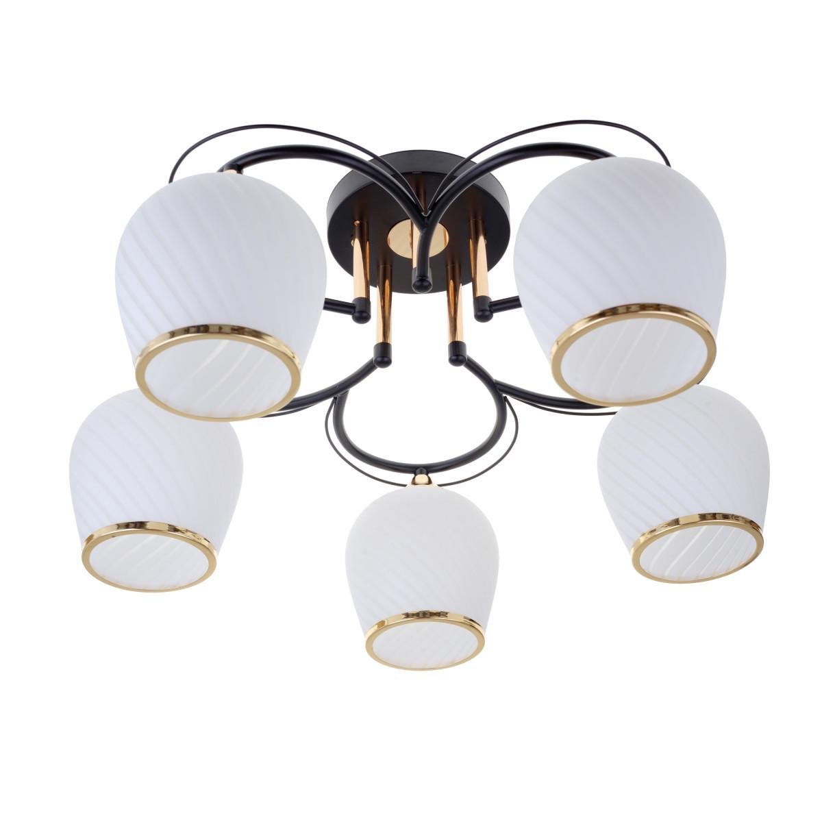 Люстра LK-711S/5 E27 BK+FG на 5 плафонів Чорний