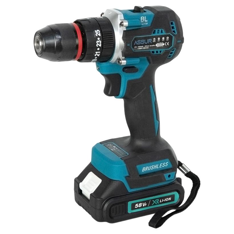 Шуруповерт аккумуляторный ударный 21V бесщеточный патрон 10 мм в кейсе (ASR013)