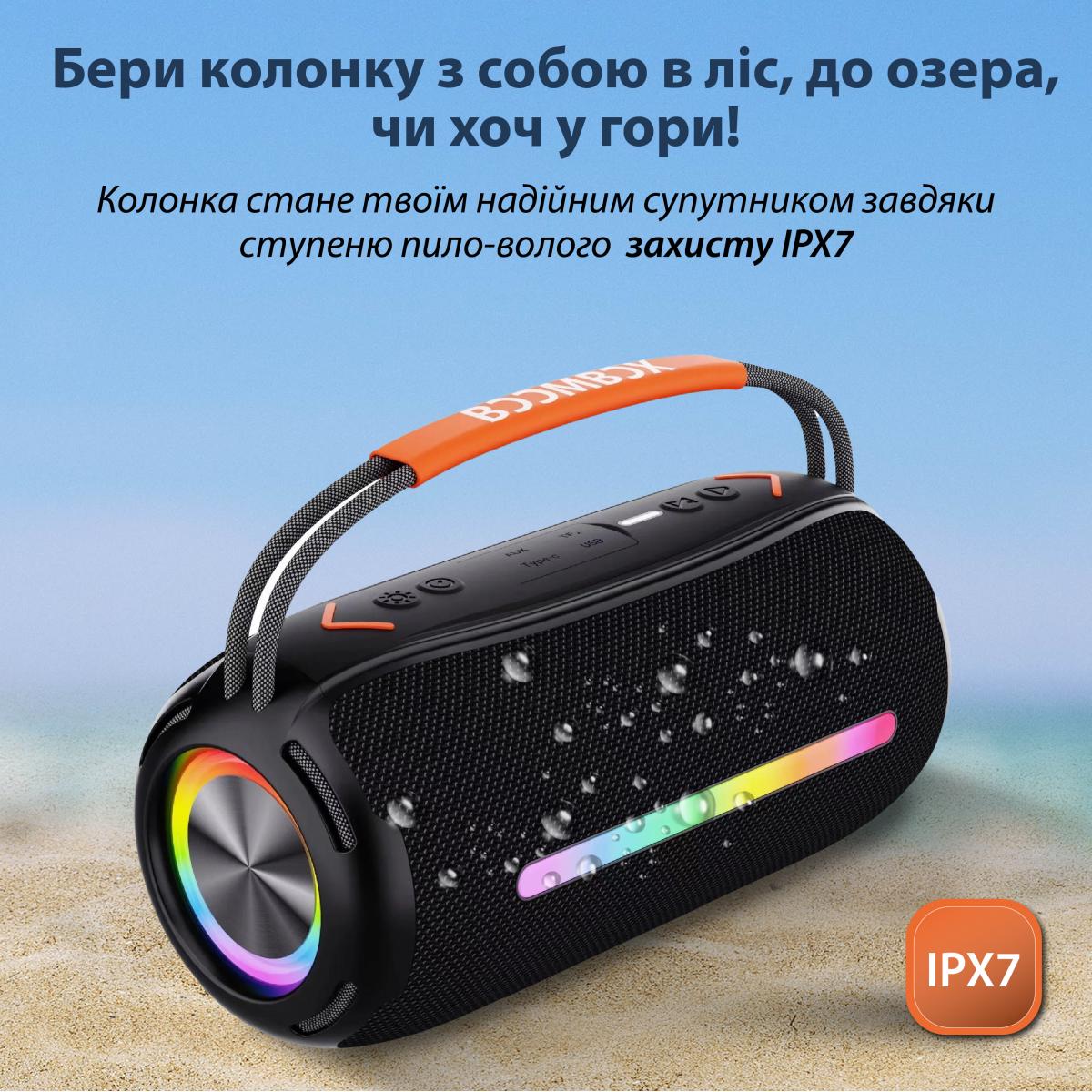 Портативна колонка BOOMSBOX 360 BT/TF/USB/AUX з підсвічуванням 20 Вт Чорний (20986978) - фото 4