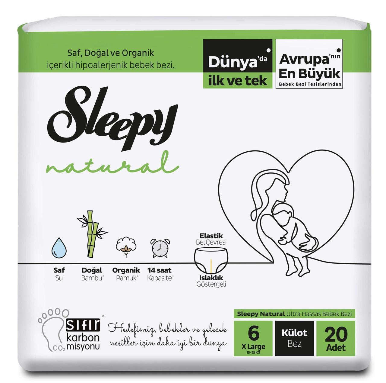 Подгузники-трусики Sleepy Natural XL 6 15-25 кг 20 шт. (000005899)