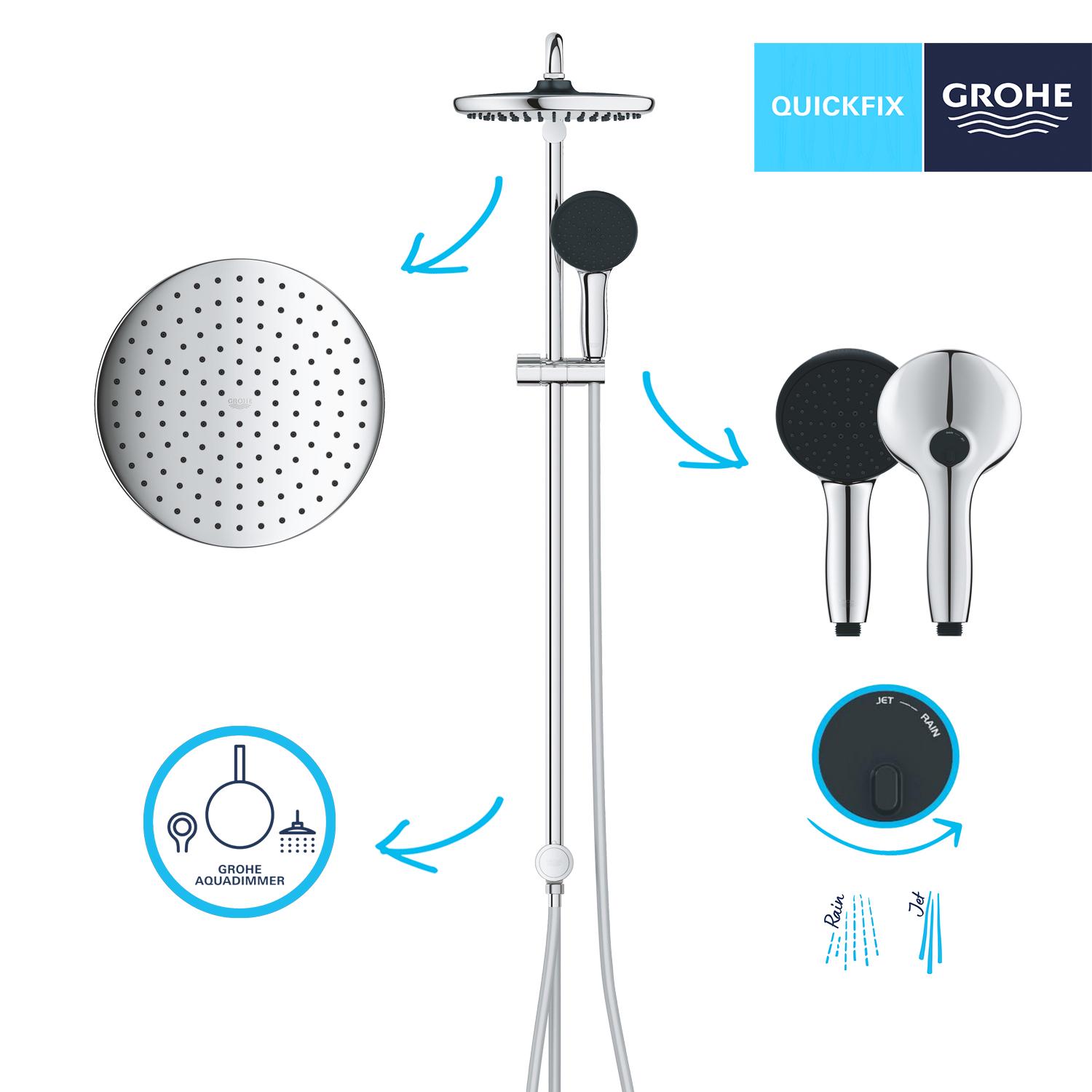 Душова система без змішувача Grohe QuickFix Vitalio Start 26989001 CV034564 Хром (234950) - фото 3 Душова система без змішувача Grohe QuickFix Vitalio Start 26989001 CV034564 Хром (234950) - фото 3