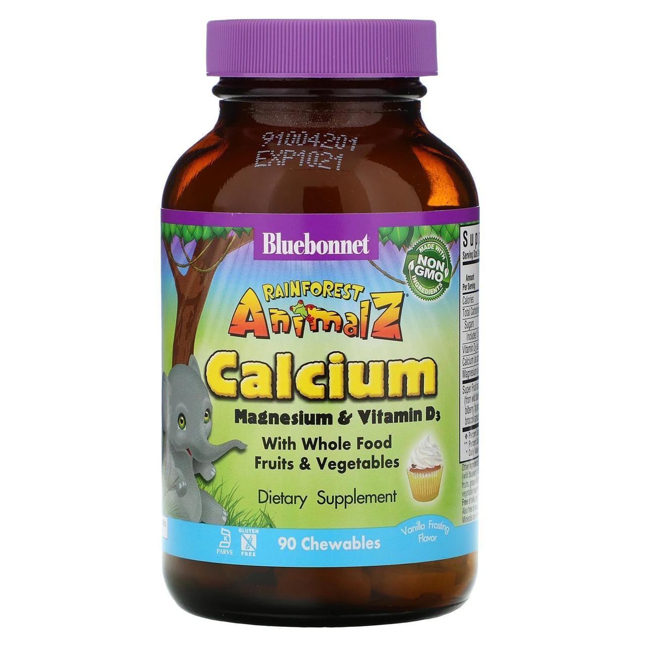 Кальций магний и витамино Д3 для детей Bluebonnet Nutrition 90 жевательных конфет