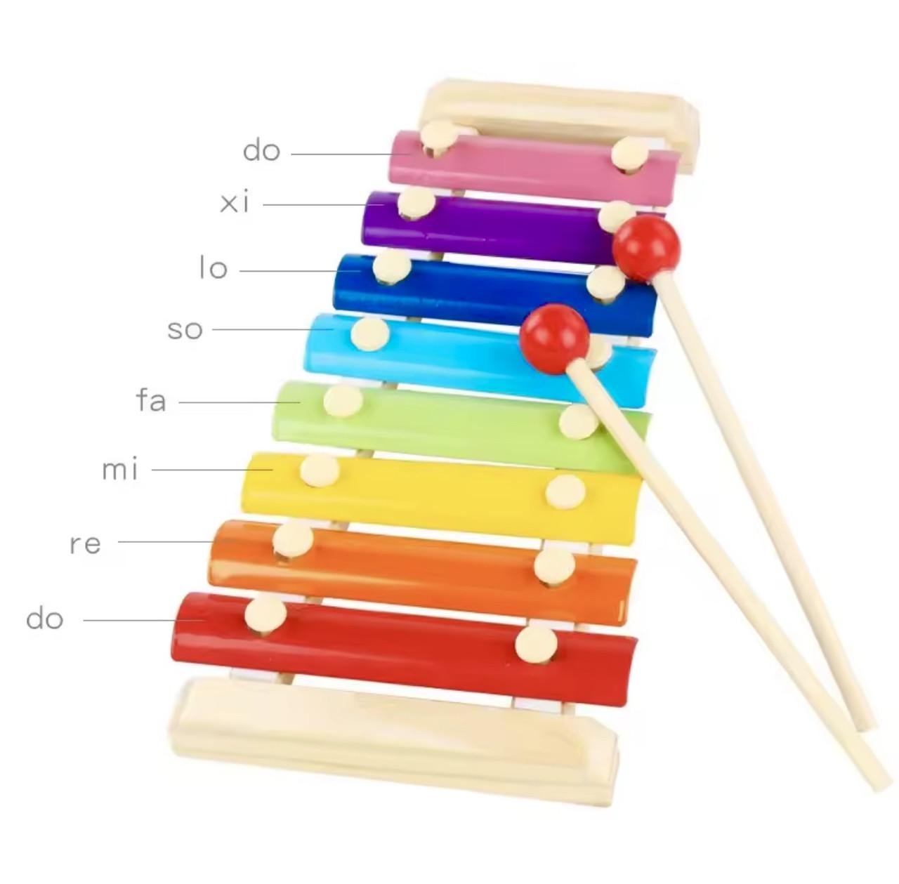 Детский ксилофон 8 нот Радужная мелодия с палочками деревянный (53)