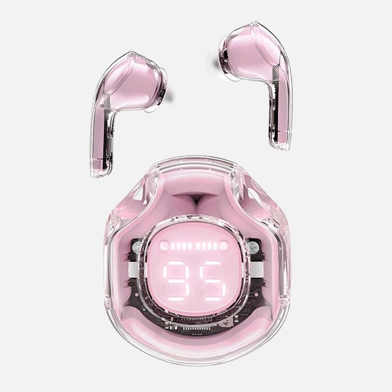 Наушники беспроводные TWS Ultrapods Pro с прозрачной RGB станцией-кейсом Pink
