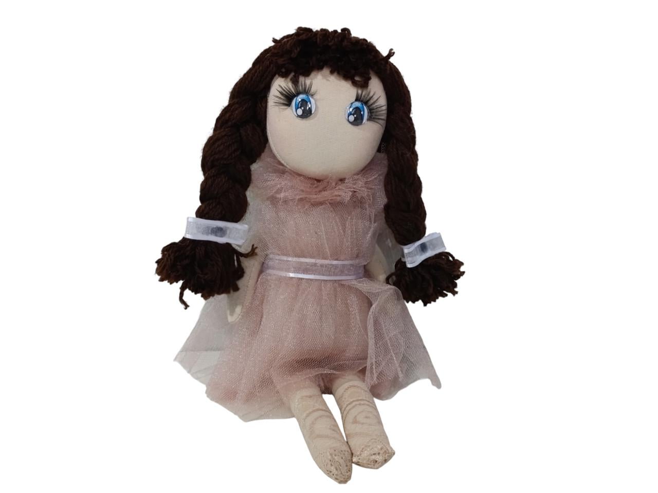 Кукла мягкая Брюнетка косы челка 32 см Розовый (2876241933)