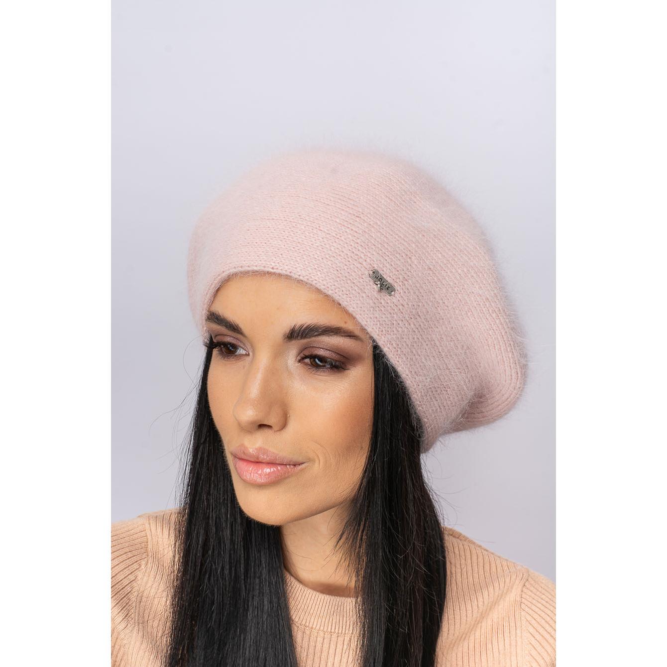 Берет женский ангоровый Leks Сильвия one size Светлая пудра