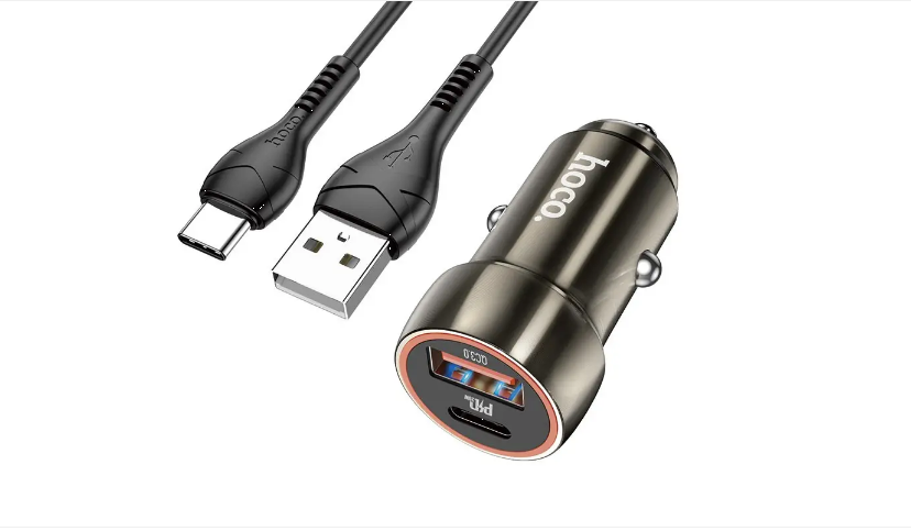Адаптер автомобільний Hoco Z46A 1USB Type-C PD QC 30W0 3A Чорний (574275)
